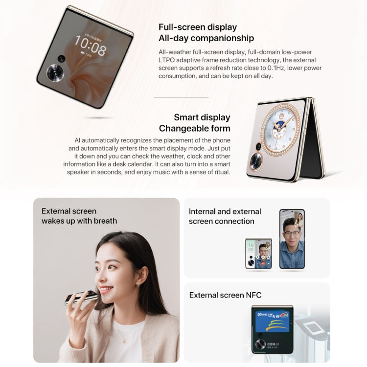 Honor Magic V Flip, 12GB+1TB, 6.8 inch + 4.0 inch Screen MagicOS 8.0 Snapdragon 8+ Gen 1 Octa Core, Network: 5G, NFC, OTG (Black)