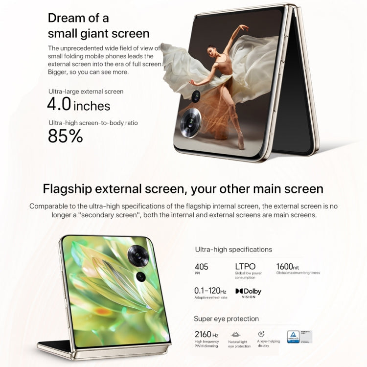 Honor Magic V Flip, 12GB+256GB, 6.8 inch + 4.0 inch Screen MagicOS 8.0 Snapdragon 8+ Gen 1 Octa Core, Network: 5G, NFC, OTG (Pink)
