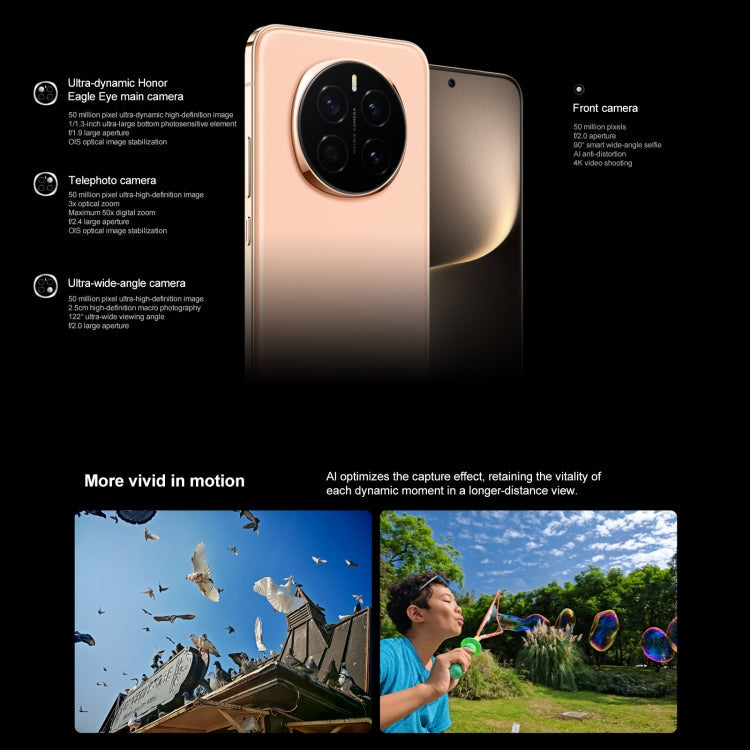 Honor Magic7, 12GB+512GB, Screen Fingerprint, 6.78 inch MagicOS 9.0 / Android 15 Snapdragon 8 Elite 3nm Octa Core, Network: 5G, NFC, OTG, Support Google Play (Black)
