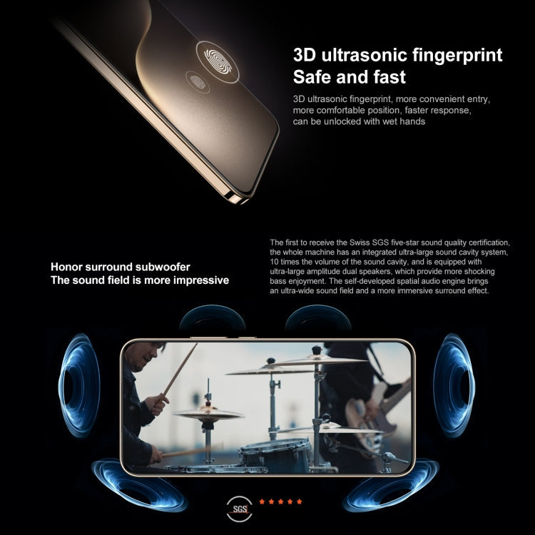 Honor Magic7, 16GB+512GB, Screen Fingerprint, 6.78 inch MagicOS 9.0 / Android 15 Snapdragon 8 Elite 3nm Octa Core, Network: 5G, NFC, OTG, Support Google Play (Gold)
