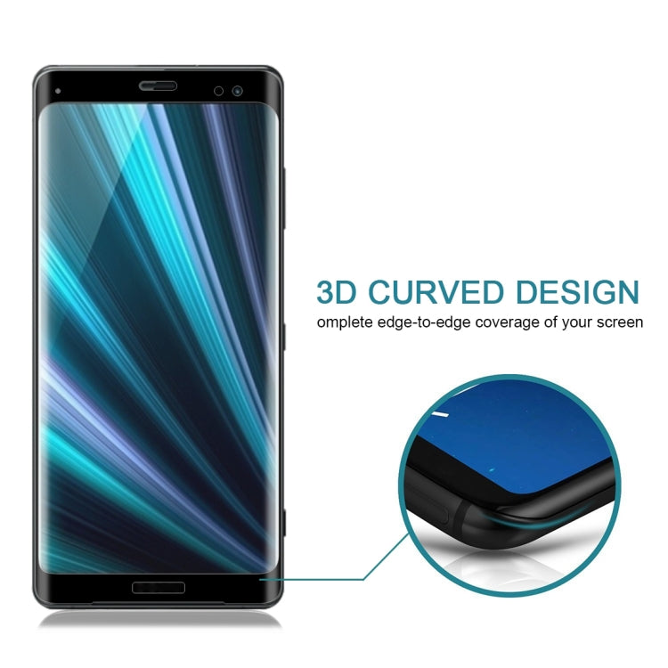 0.3mm 9H Surface Hardness 3D Curved Edge Full Screen Tempered Glass Film for Sony Xperia XZ3, For Sony Xperia XZ3 (0.3mm)(1 PC)