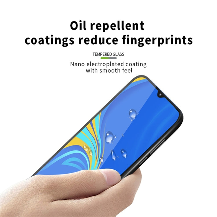 MOFI 9H 3D Explosion-proof Curved Screen Tempered Glass Film for Galaxy A20 (Black)
