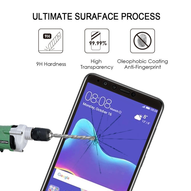 0.26mm 9H 2.5D Anti-scratch Silk-screen Tempered Glass Full Screen Film for Huawei Y9 (2018), For Y9 (2018) (1 PCS) Black