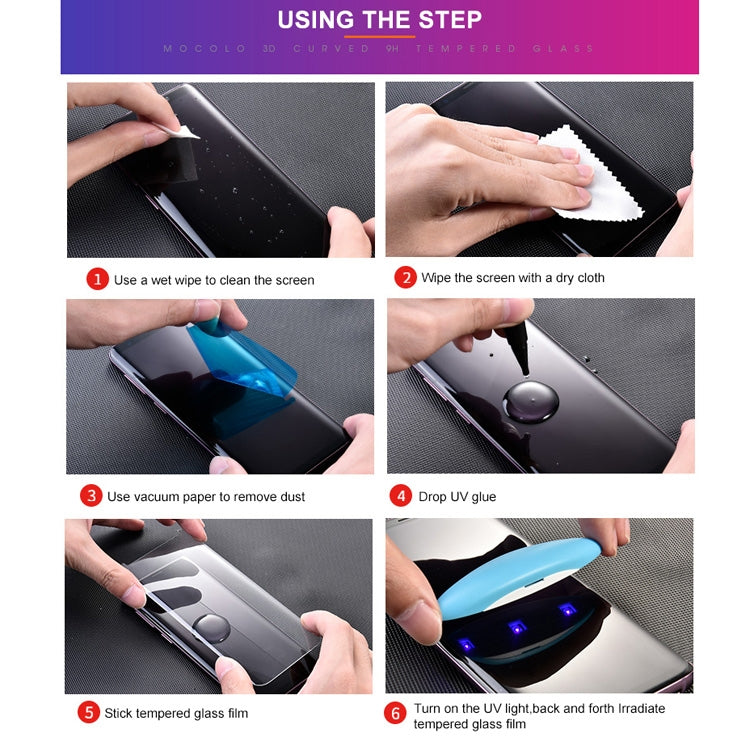 mocolo 9H 3D Full Screen UV Screen Film for Galaxy S10+, Support Fingerprint Unlock
