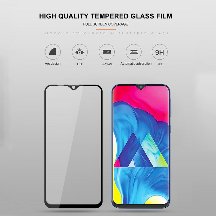 mocolo 0.33mm 9H 2.5D Full Glue Silk Print Tempered Glass Film for Galaxy M10 (Black)