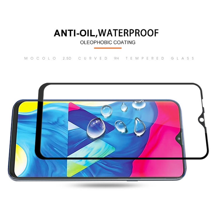 mocolo 0.33mm 9H 2.5D Full Glue Silk Print Tempered Glass Film for Galaxy M10 (Black)