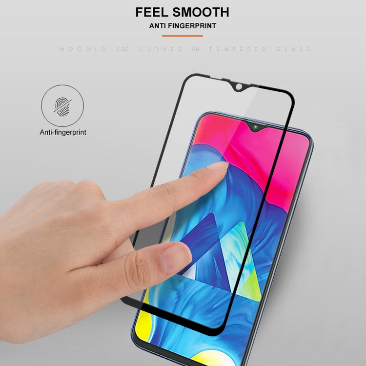 mocolo 0.33mm 9H 2.5D Full Glue Silk Print Tempered Glass Film for Galaxy M10 (Black)
