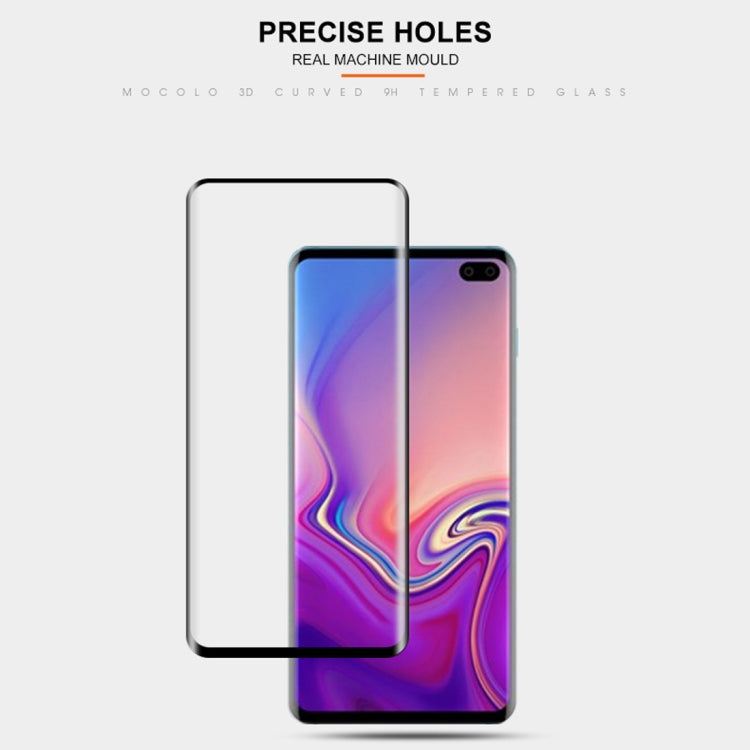 mocolo 0.33mm 9H 3D Round Edge Tempered Glass Film for Galaxy S10, Fingerprint Unlock Is Not Supported (Black)