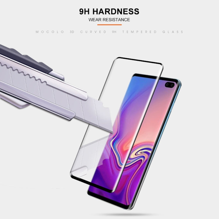mocolo 0.33mm 9H 3D Round Edge Tempered Glass Film for Galaxy S10+, Fingerprint Unlock Is Not Supported (Black)