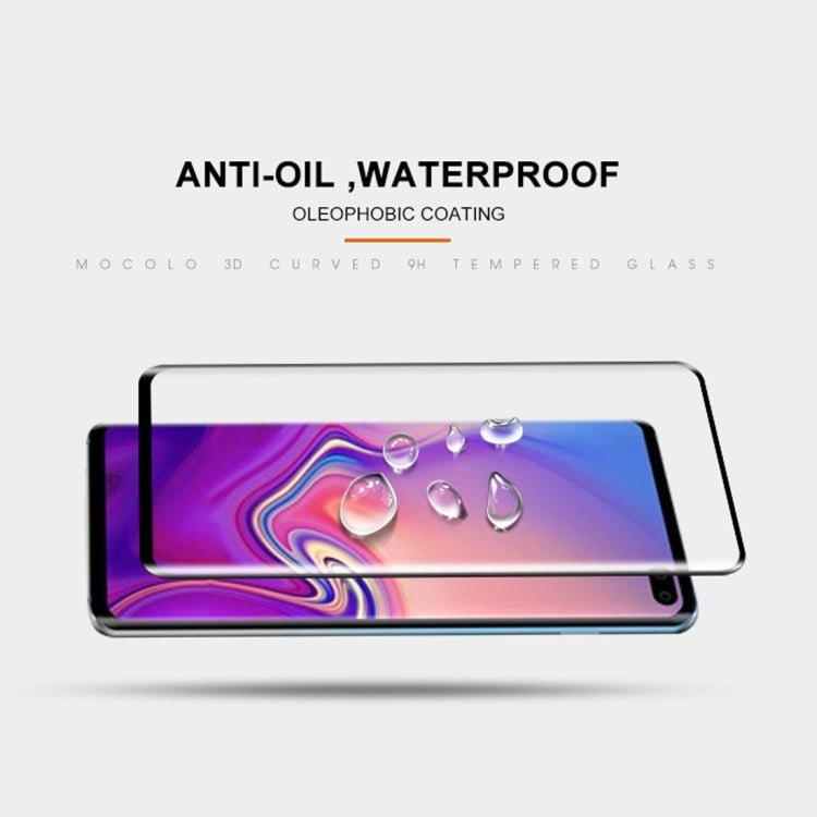 mocolo 0.33mm 9H 3D Round Edge Tempered Glass Film for Galaxy S10+, Fingerprint Unlock Is Not Supported (Black)