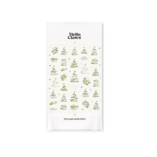 Hello Claws | Silver Green Christmas Tree Nail Deco Sticker