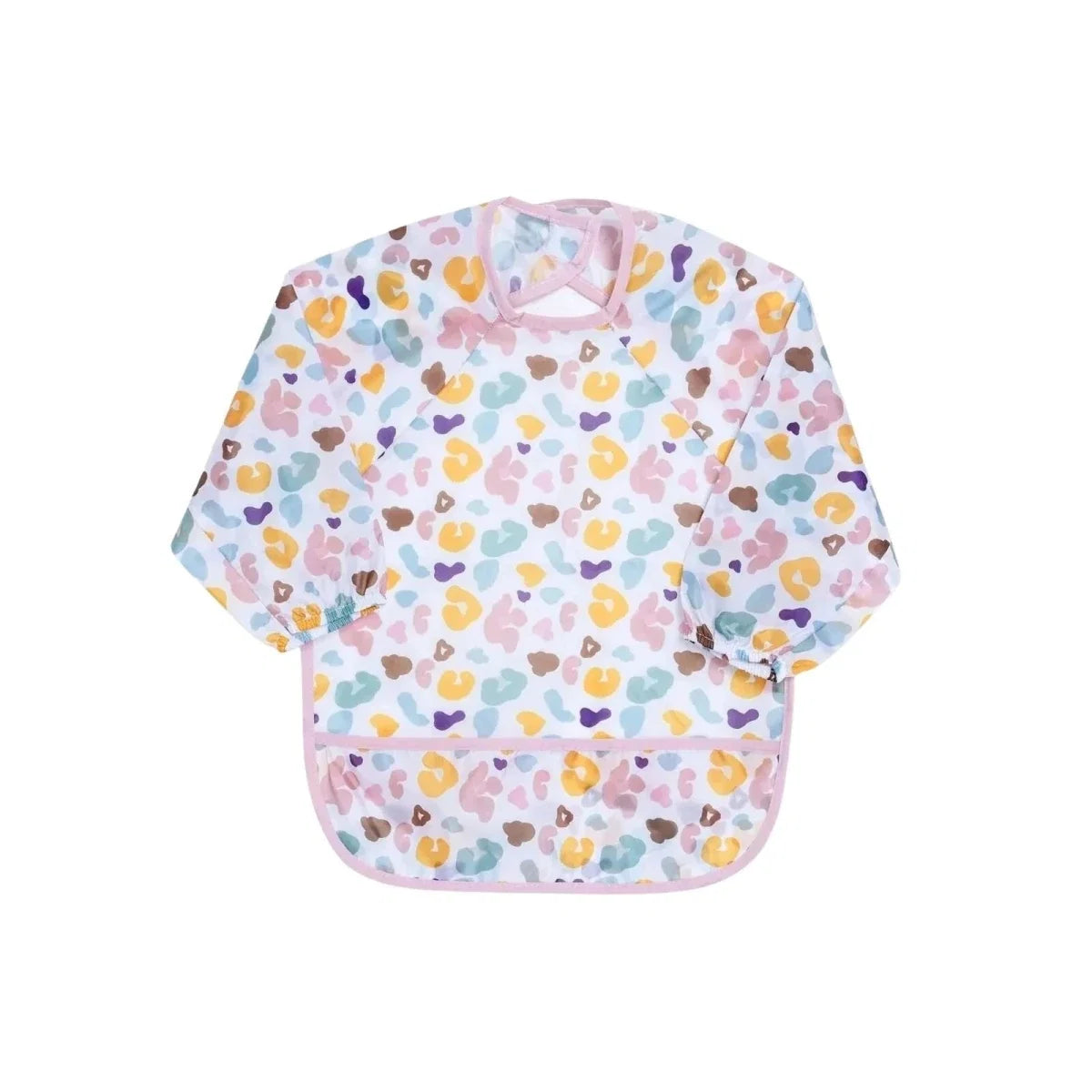 Messy Duck Long Sleeve Baby Coverall Bib - Leopard