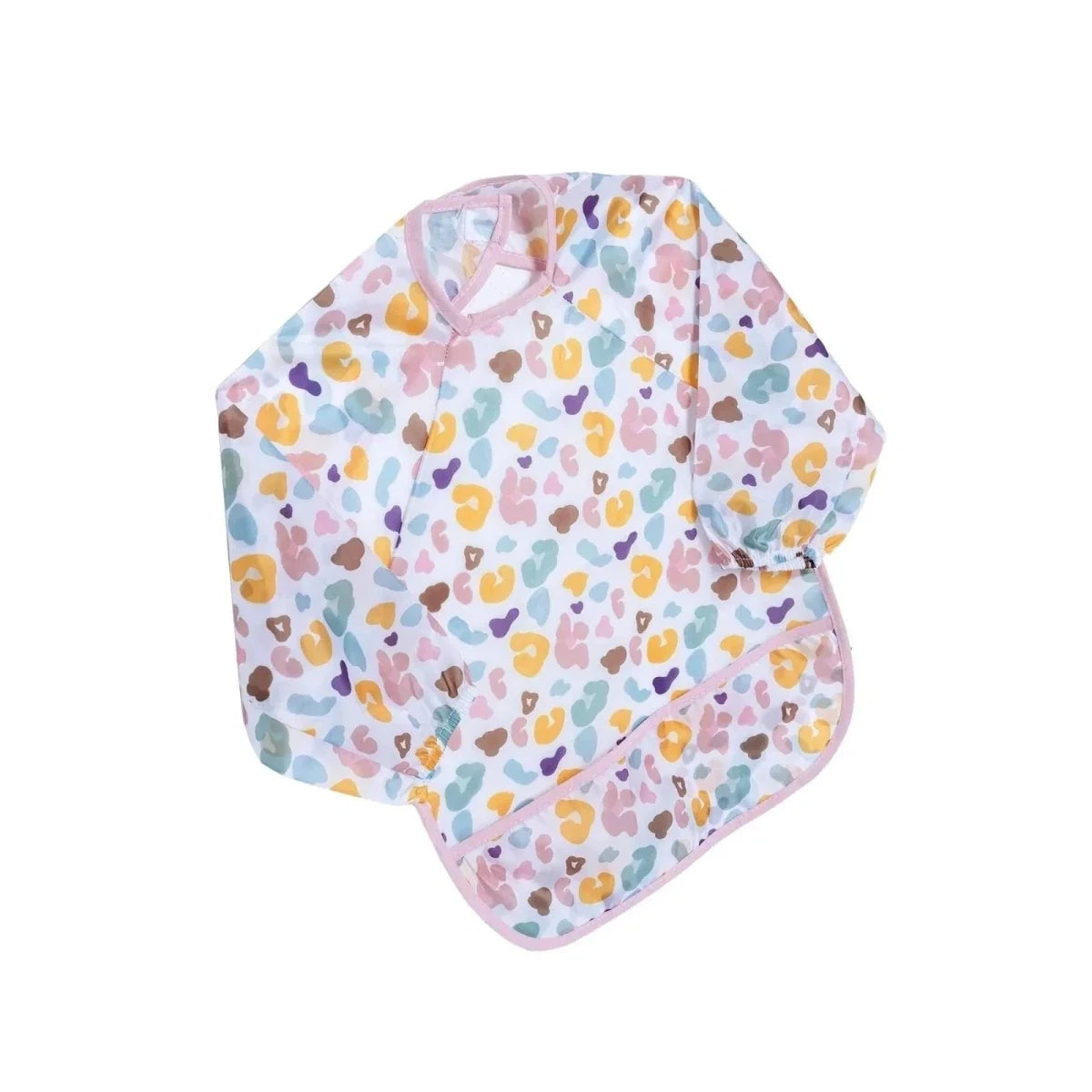 Messy Duck Long Sleeve Baby Coverall Bib - Leopard