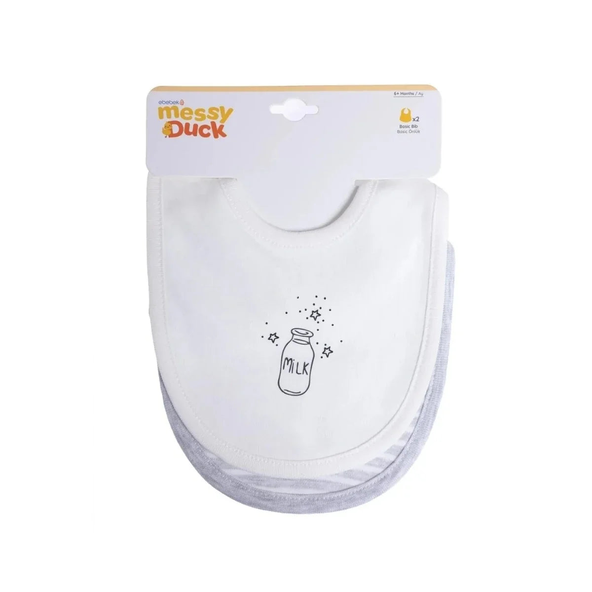 Messy Duck Baby Bib Pack of 2 - Milk