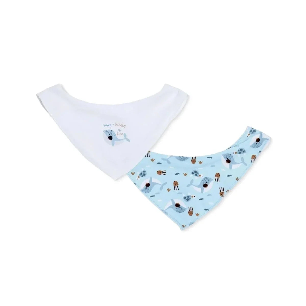 Messy Duck Printed Cotton Baby Bib Pack of 2 - Dolphin