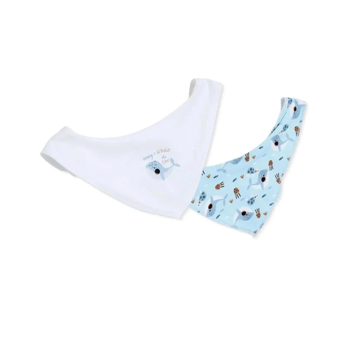 Messy Duck Printed Cotton Baby Bib Pack of 2 - Dolphin