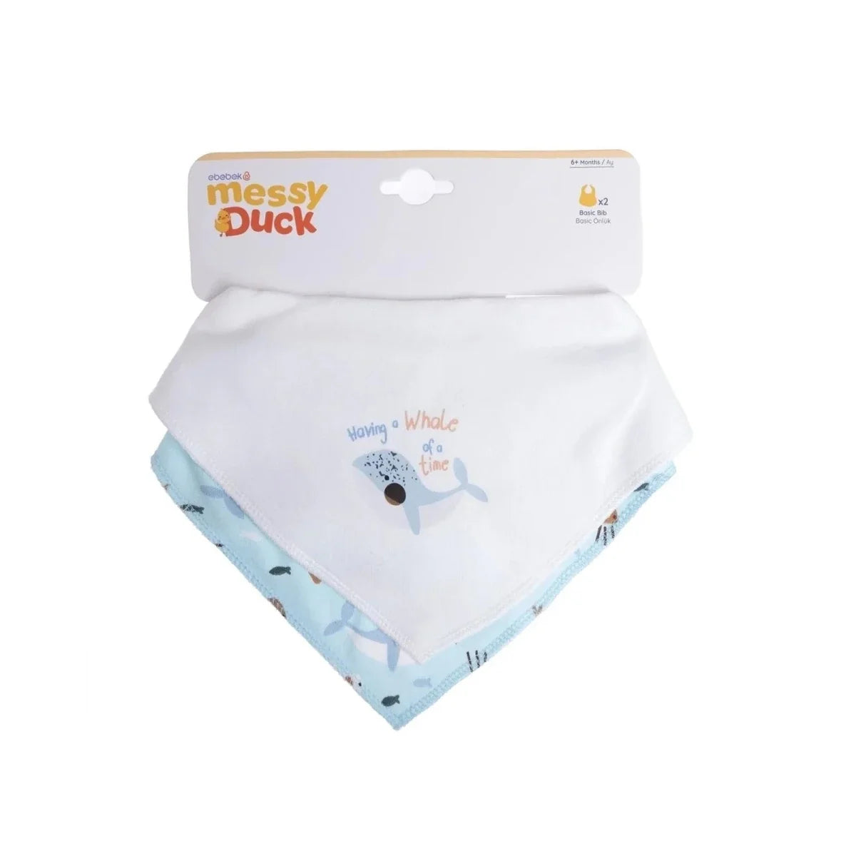 Messy Duck Printed Cotton Baby Bib Pack of 2 - Dolphin