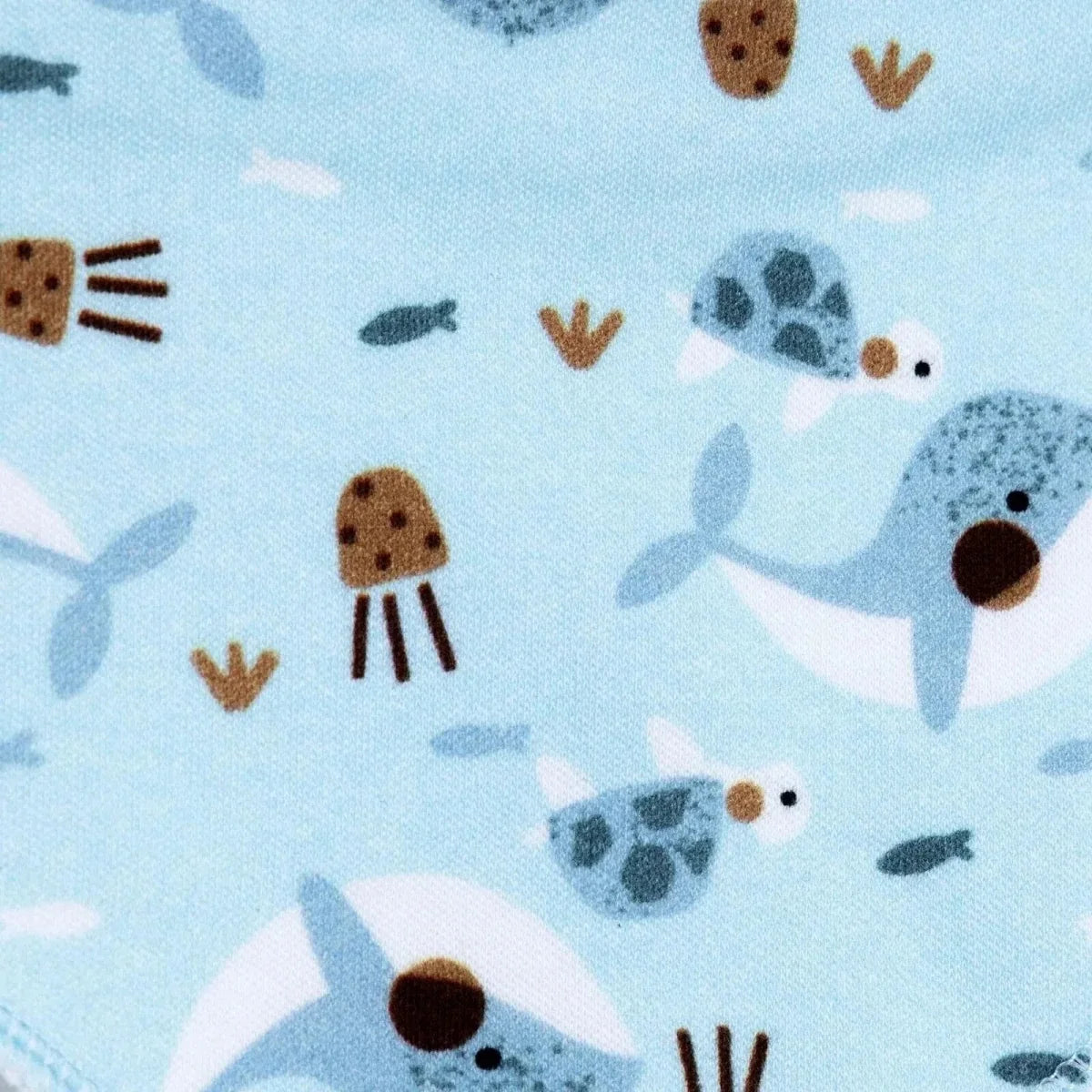 Messy Duck Printed Cotton Baby Bib Pack of 2 - Dolphin