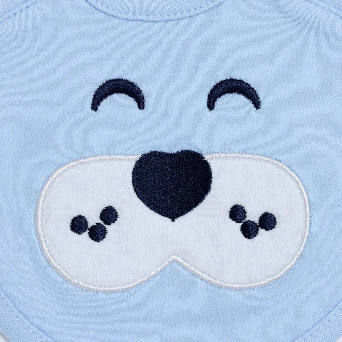 Messy Duck Embroidered Cotton Baby Bib with Ears - Blue