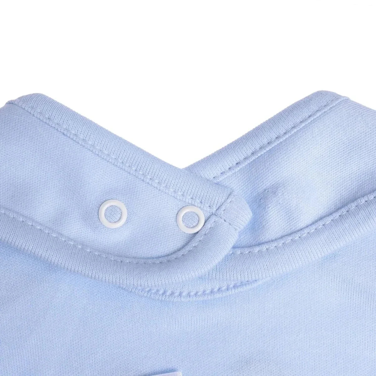 Messy Duck Embroidered Cotton Baby Bib with Ears - Blue