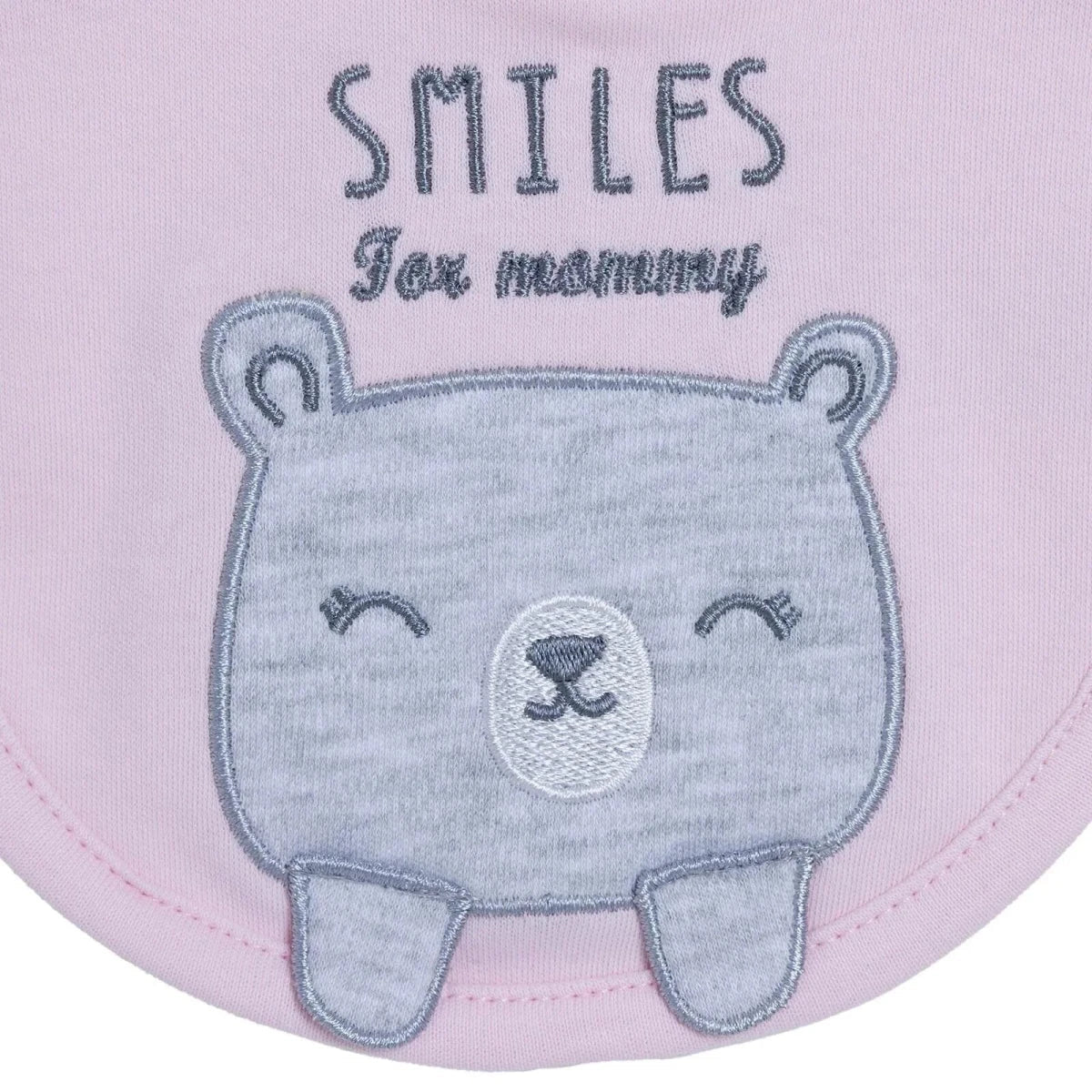 Messy Duck Embroidered Cotton Baby Bib with Ears - Pink