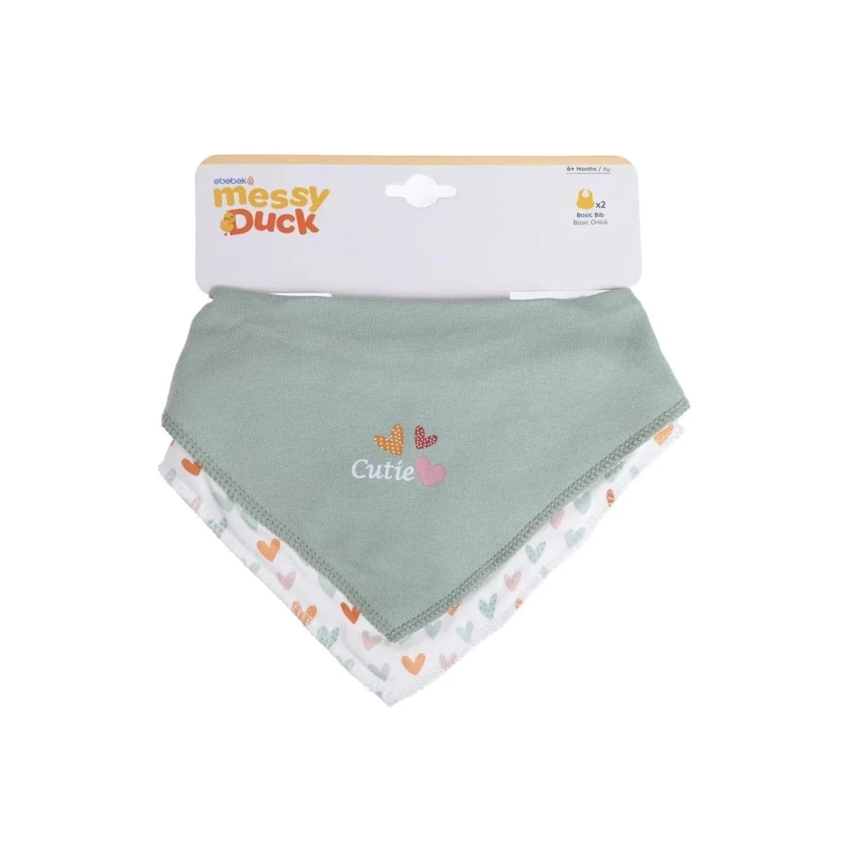Messy Duck Bandana Baby Bibs Pack of 2 - Little Hearts