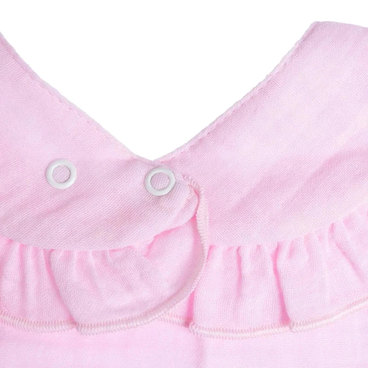 Messy Duck Frilled Muslin Baby Bib - Baby Pink