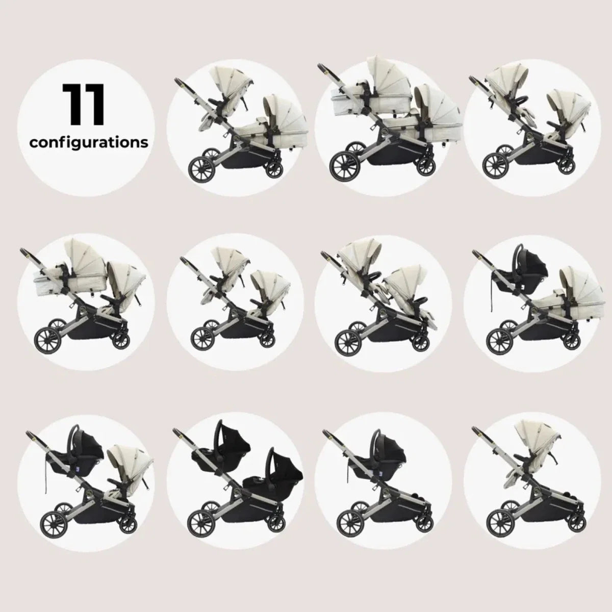 My Babiie MB33 Twin Travel System - Ivory