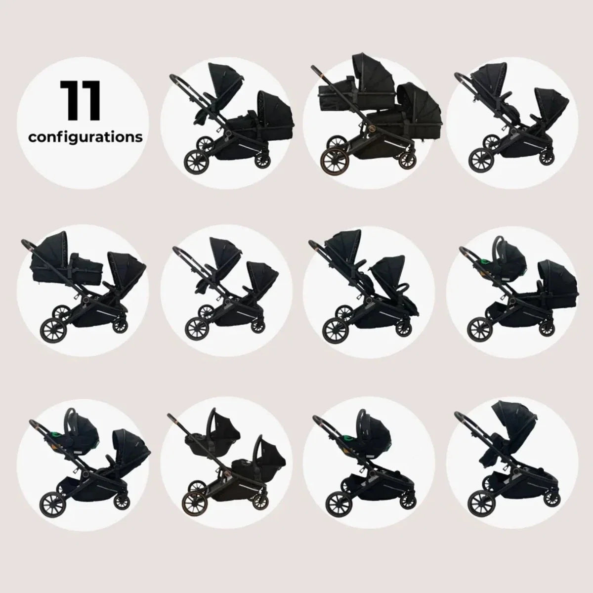My Babiie MB33 Twin Travel System - Black Leopard