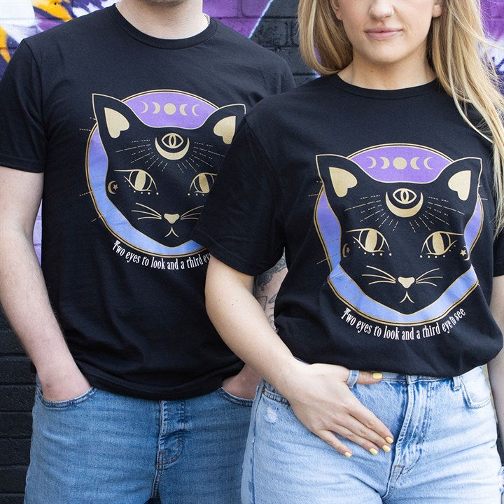 Mystic Mog Black Cat Unisex T-shirt Size XXL