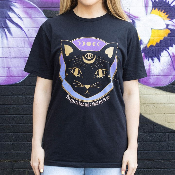 Mystic Mog Black Cat Unisex T-shirt Size XXL