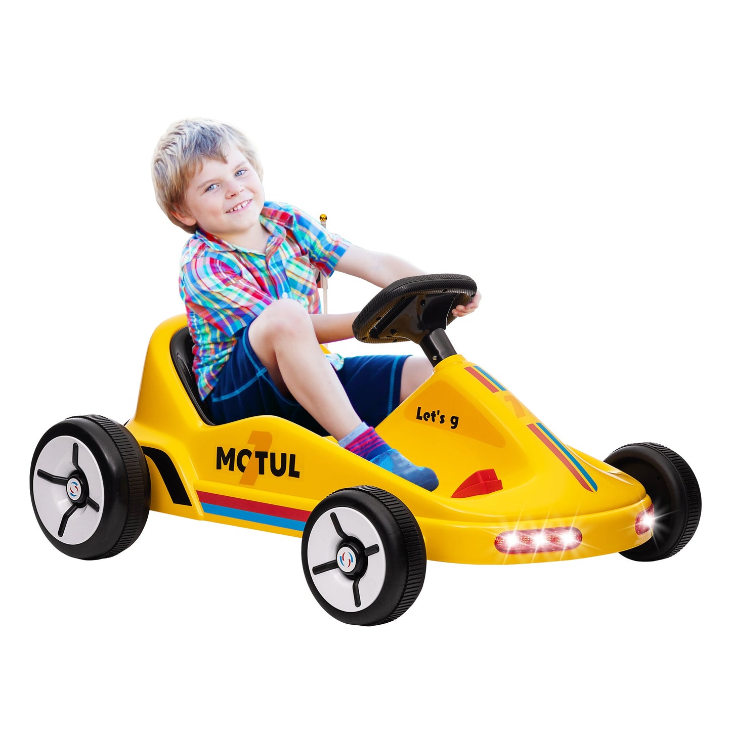 AIYAPLAY 6V Electric Go Kart w/ Music, Light, Horn, for 3-5 Years