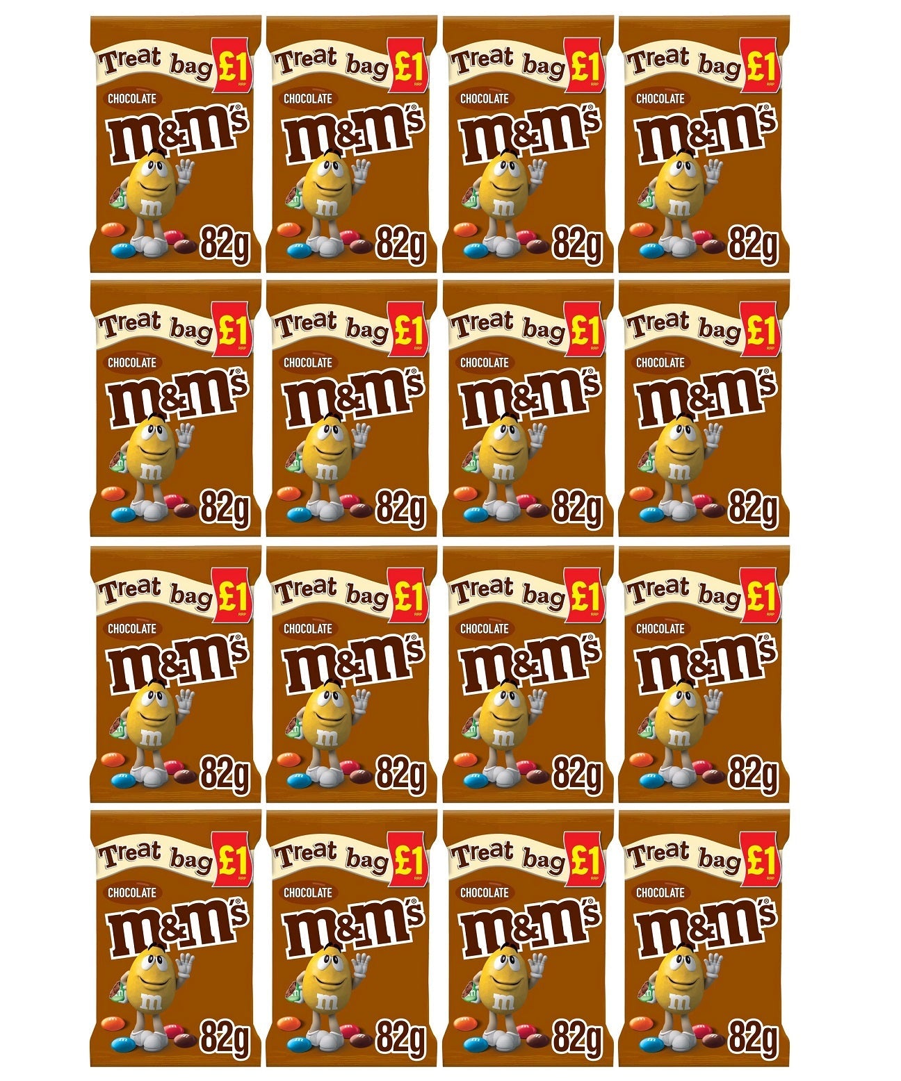 16 x M&m's Chocolate Treat Bag - 82GM