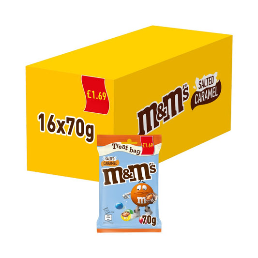 M&M's Salted Caramel Milk Chocolate Treat Bag 70g (Box of 16)