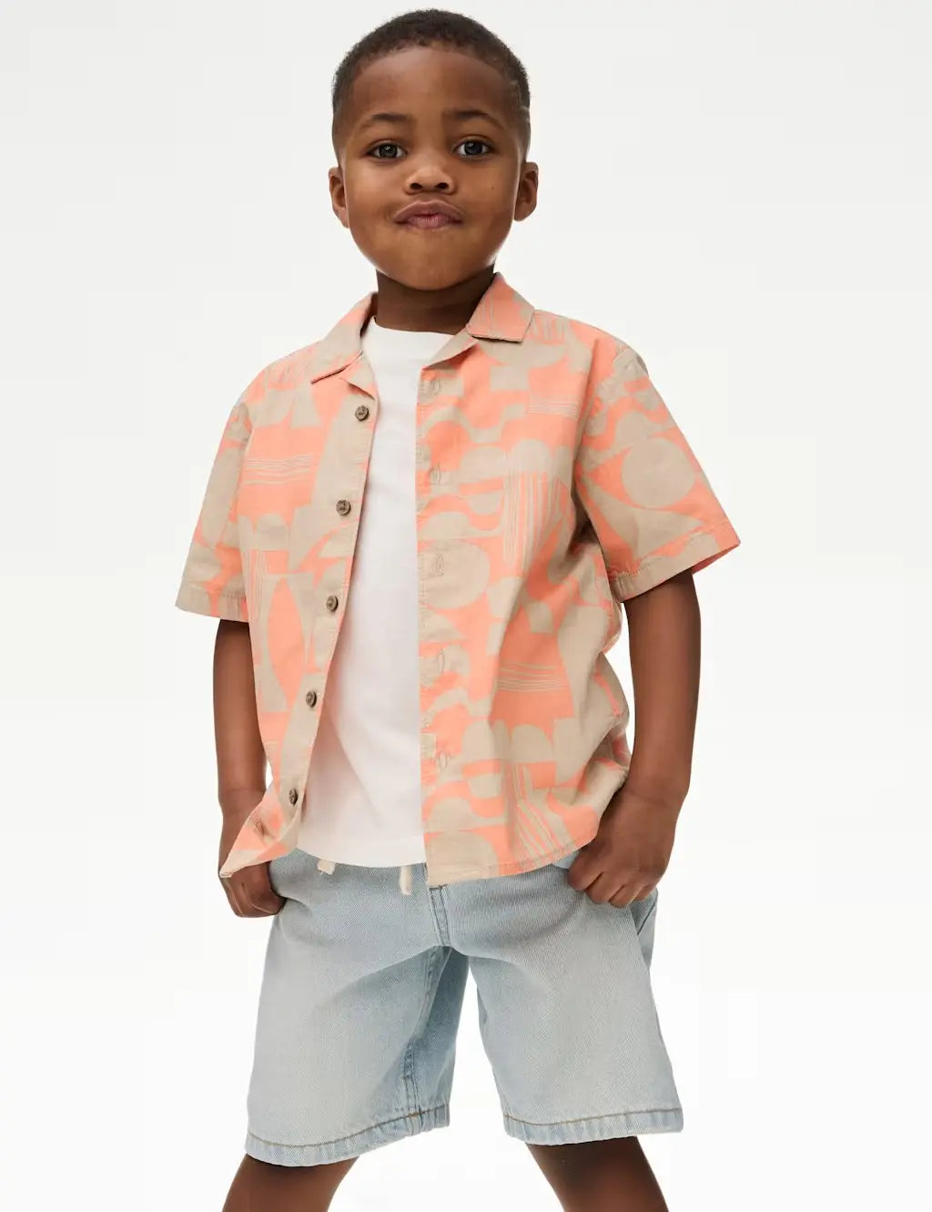 M&S Pure Cotton Printed Shirt & T-Shirt Set (2-16 Yrs)
