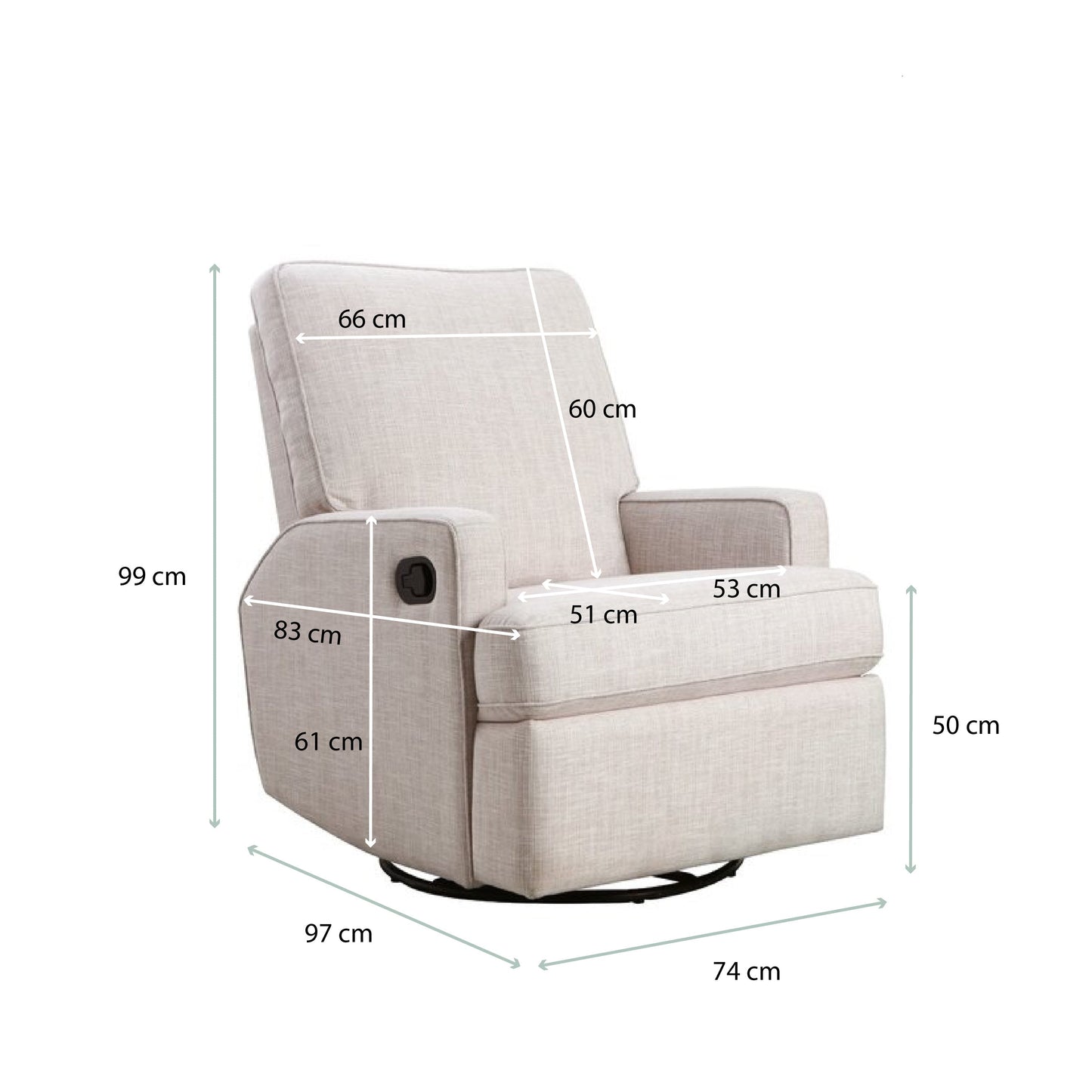 Madison Swivel Glider Recliner Chair - Oatmeal