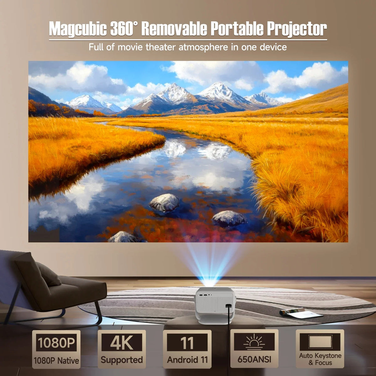 Magcubic 4K Android FHD 1080P Native Projector - Bluetooth Wifi Home Cinema