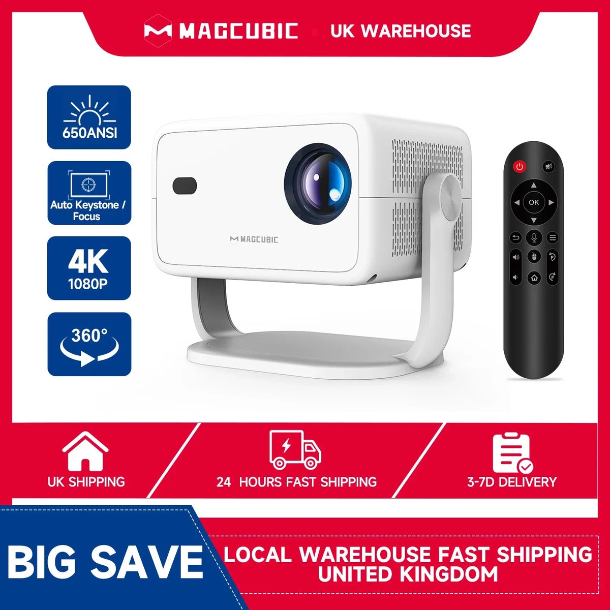 Magcubic 4K Android FHD 1080P Native Projector - Bluetooth Wifi Home Cinema