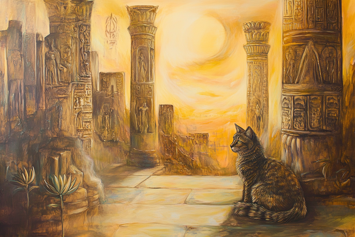 Majestic Feline Temple Canvas