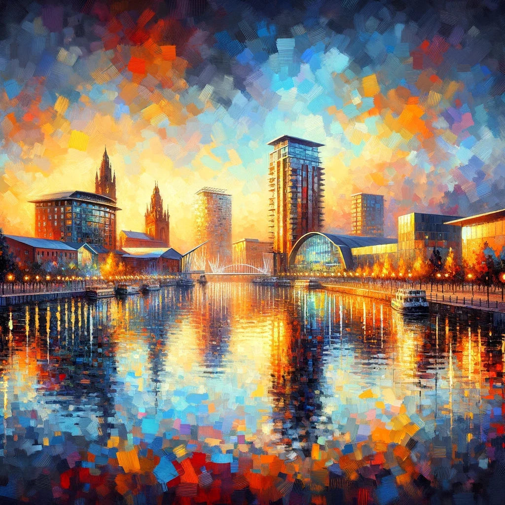 Manchester Salford Quays Sunset Canvas