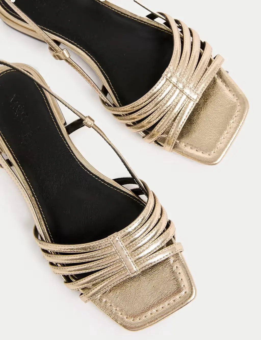 Marks and Spencer Metallic Strappy Flat Square Toe Sandals