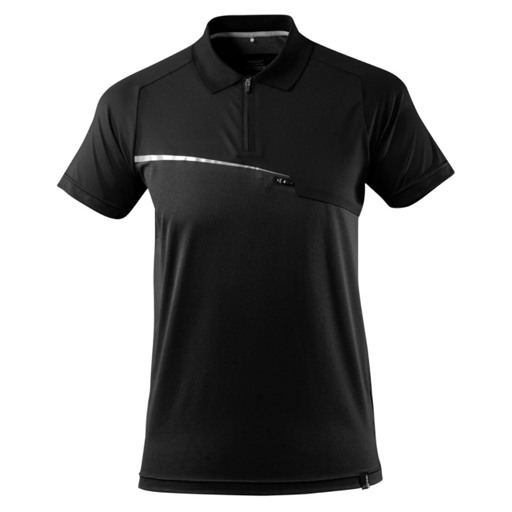 Mascot Advanced 17283 Moisture Wicking 1/4 Zip Polo T-Shirt Black Large