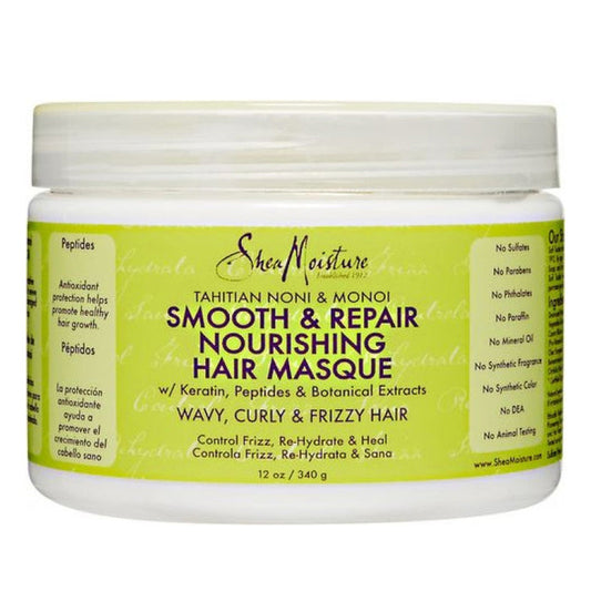 Shea Moisture Tahitian Noni & Monoi Smooth & Repair Nourishing Hair Masque 12 oz / 355 ml - For Dry, Frizzy & Damaged Hair