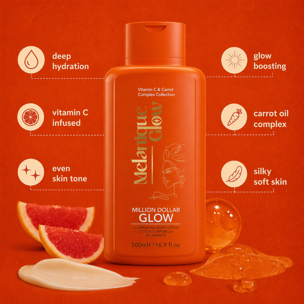 Melanique Glow Million Dollar Glow - Brightening Body Lotion with Vitamin C & Niacinamide 16.9oz