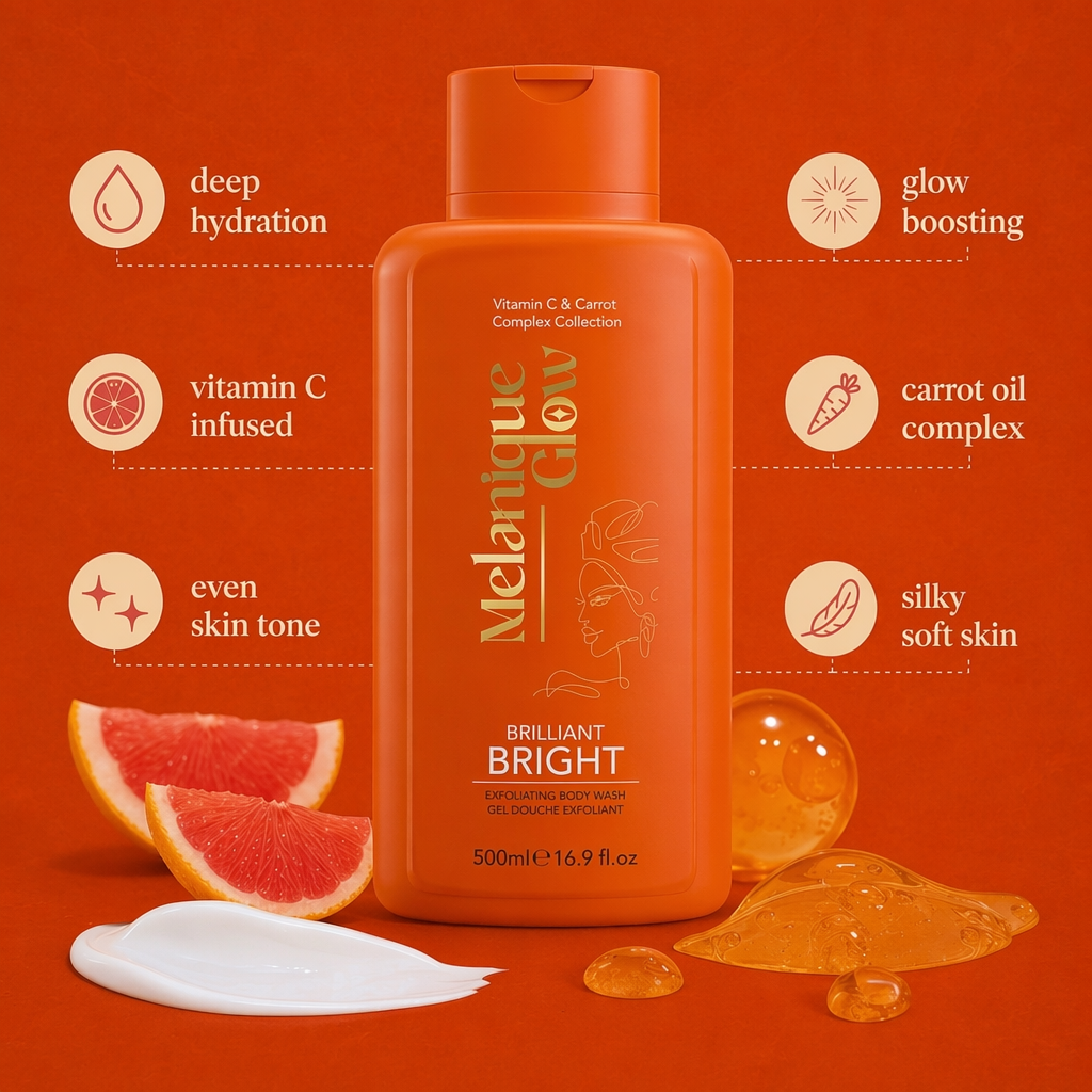 Melanique Glow Brilliant Bright Exfoliating Body Wash 16.9oz
