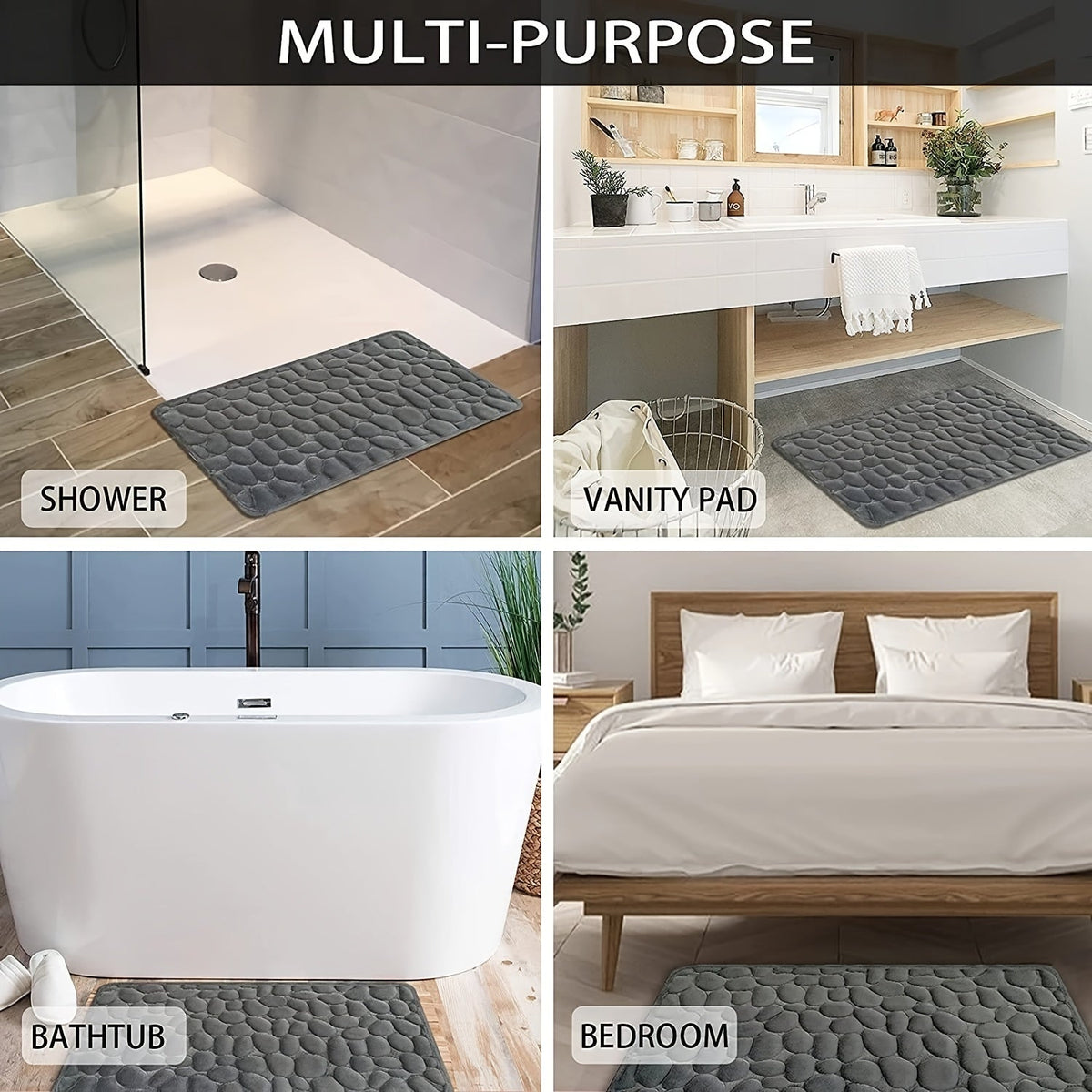 Memory Foam Bath Mat - Soft, Absorbent & Non-Slip Bathroom Rug