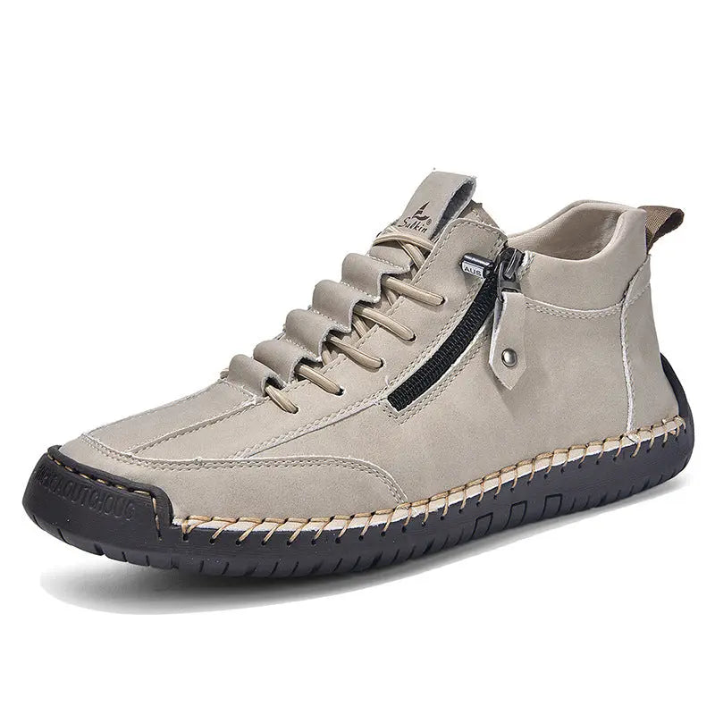 Men's Casual Leather Shoes Retro High Top