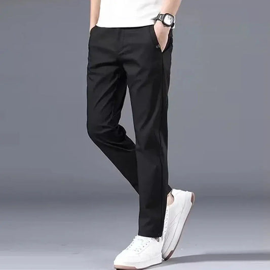 "Men's Slim Fit Chino Pants - Lightweight Summer Trousers - Classic Style with Flexibility and Comfort - Middle Waist Casual Flat Front Full Length Pants for Everyday Wear