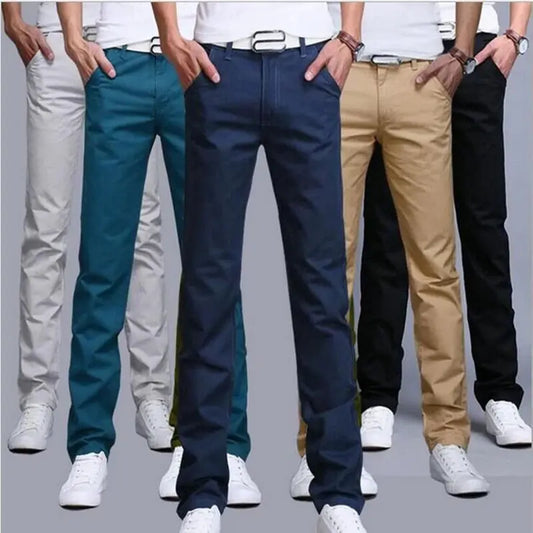 "Men's Slim Fit Cotton Chinos: 2022 Spring/Autumn Collection - Fashionable Trousers in 9 Colors, Including Plus Sizes | Brand Clothing