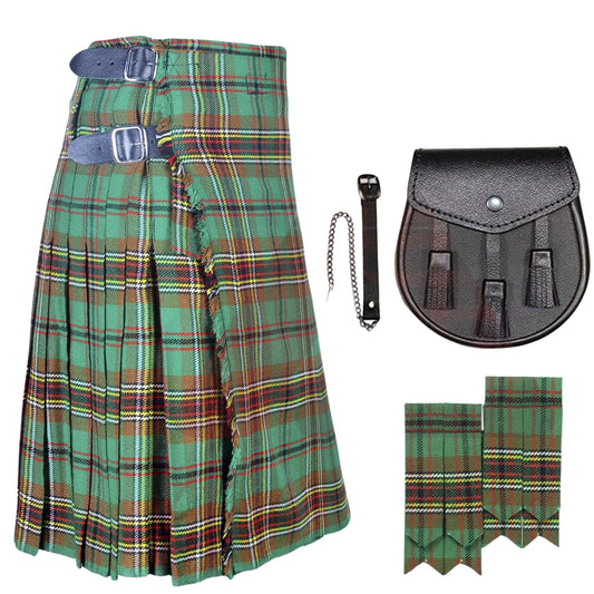 Men's Traditional Tara Murphy Tartan 8 Yard Scottish Kilt Outfit with Sporran & Flashes